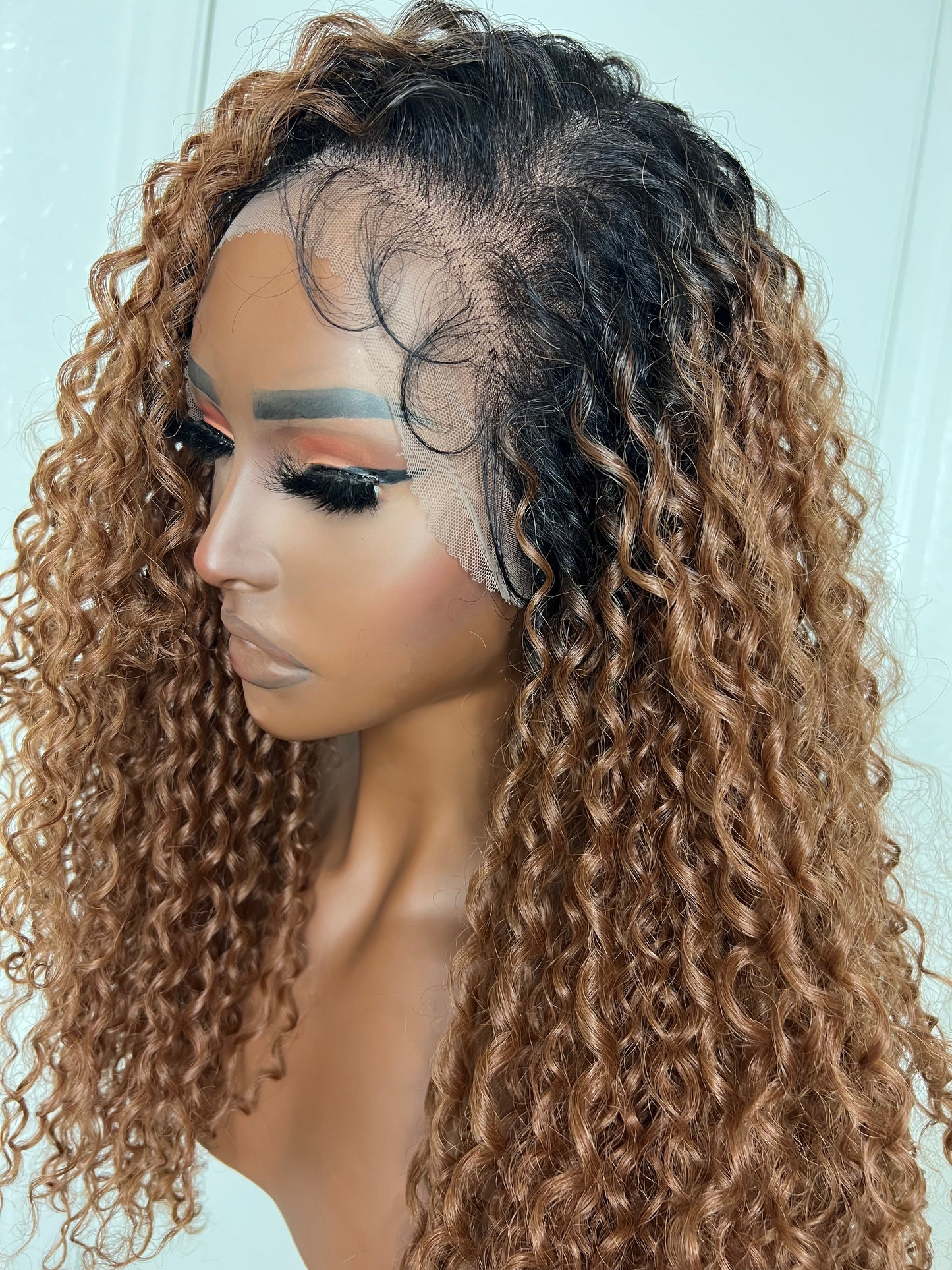 30” Curly Light Brown Wig (Synthetic)