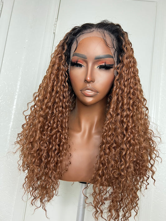 30” Curly Light Brown Wig (Synthetic)