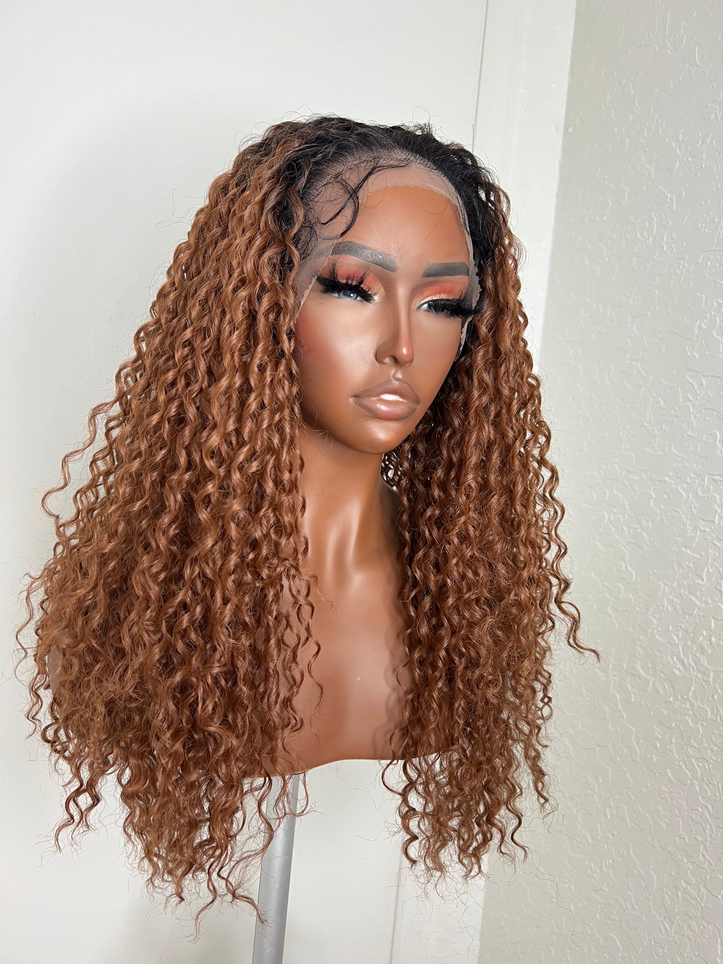 30” Curly Light Brown Wig (Synthetic)
