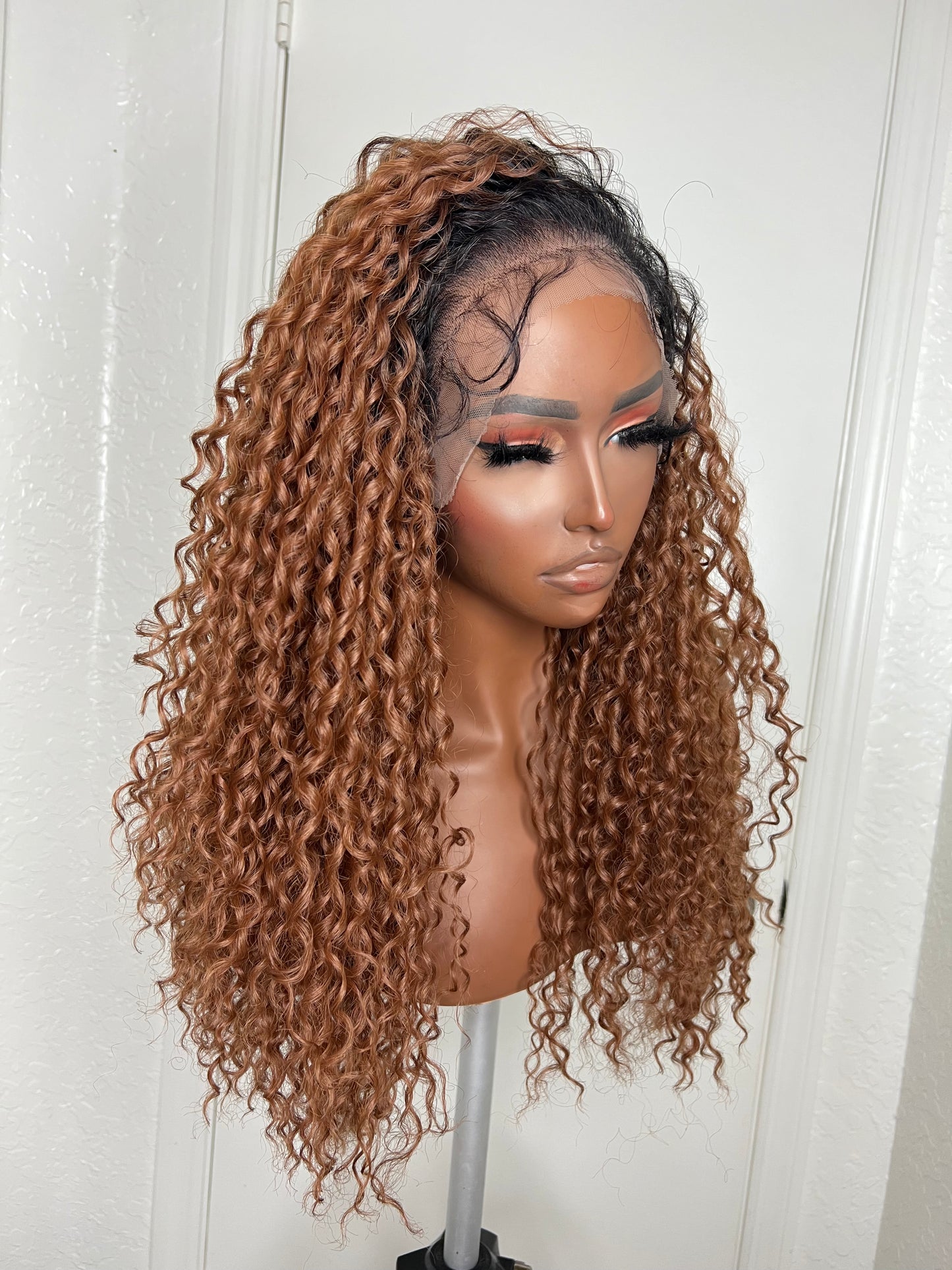 30” Curly Light Brown Wig (Synthetic)